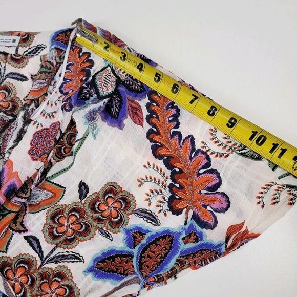 Zara Boho Crinkled Bright Floral Print Cape‎ Sleeve Beach Dress Women's sz Small - Picture 12 of 13